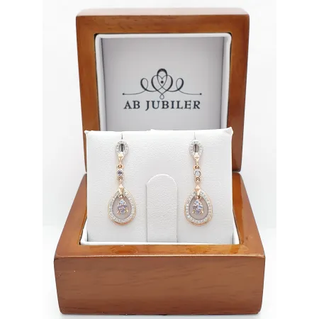 Kolczyki Tanzanit Diamenty Białe Złoto 585 Sztyft