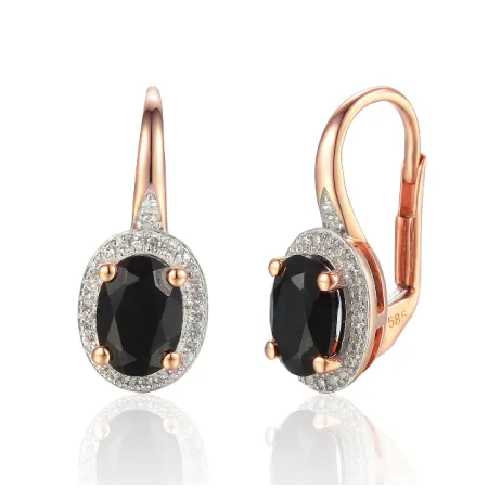 Kolczyki Agat Diamenty Patentka 585 Różowe Złoto