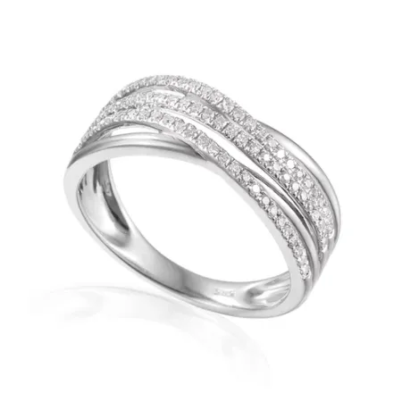 ZŁOTY 585 PIERŚCIONEK Z BRYLANTAMI 0,25ct SZEROKI