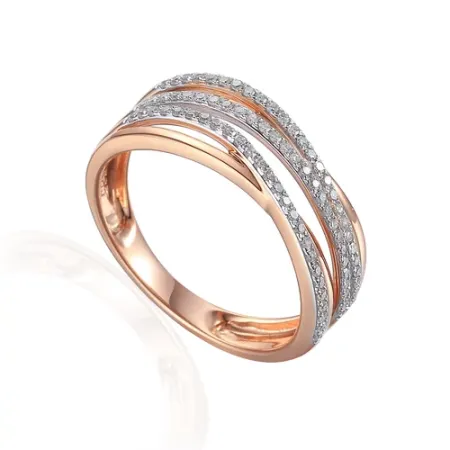 ZŁOTY 585 PIERŚCIONEK Z BRYLANTAMI 0,25ct SZEROKI