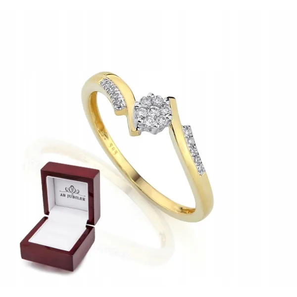 ZŁOTY PIERŚCIONEK BRYLANTY NA PREZENT PRÓBA 585
