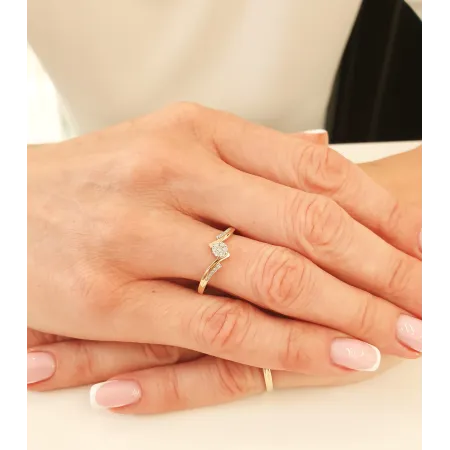 ZŁOTY PIERŚCIONEK BRYLANTY NA PREZENT PRÓBA 585