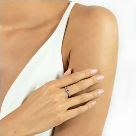 Pierścionek Tanzanit Diamenty Białe Złoto pr 585