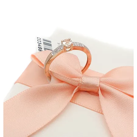 PIERŚCIONEK MORGANIT DIAMENTY RÓŻOWE ZŁOTO 585