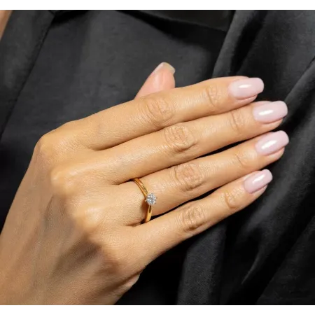 Złoty Pierścionek 585 Diament Laboratoryjny 0.50ct