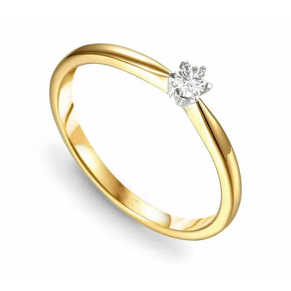 Złoty Pierścionek Zaręczynowy 585 Diament 0.15ct