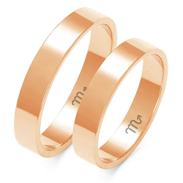 ŚLUBNE OBRĄCZKI PŁASKIE 4mm RÓŻOWE ZŁOTO A-112C