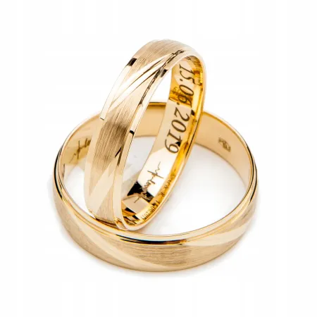 ZŁOTE 8K OBRĄCZKI ŚLUBNE PÓŁOKRĄGŁE 5mm A-227