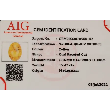 Naturalny Cytryn 15,47 ct + Certyfikat