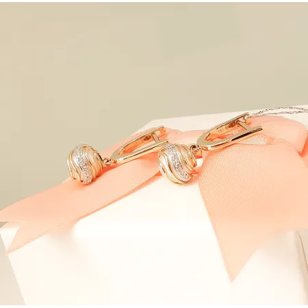 ELEGANCKIE KOLCZYKI PERŁY DIAMENTY 585 NA PREZENT