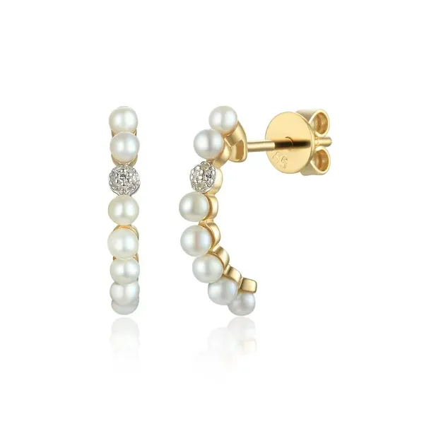 Eleganckie Kolczyki Perły Diamenty 585 Sztyft 