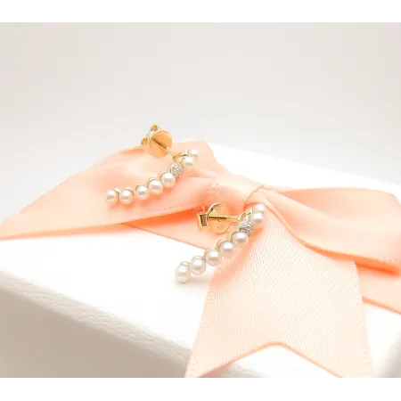 Eleganckie Kolczyki Perły Diamenty 585 Sztyft 