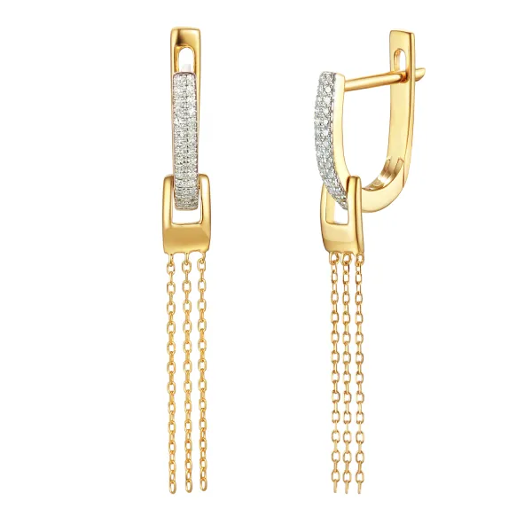 Złote 585  Kolczyki Diamenty z Chwostem Angielskie