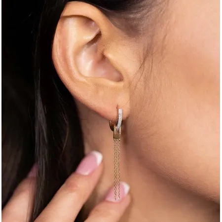 Złote 585  Kolczyki Diamenty z Chwostem Angielskie