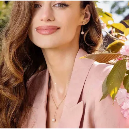 ZŁOTE 585 KOLCZYKI PERŁY DIAMENTY WISZĄCE