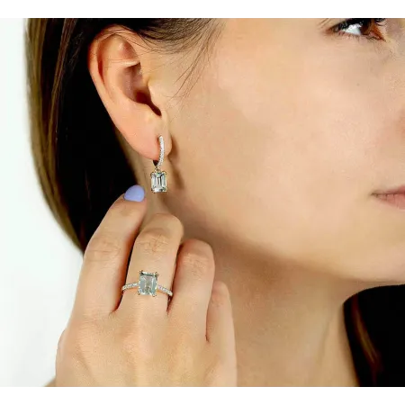 ZŁOTE 585 KOLCZYKI AKWAMARYN DIAMENTY NA PREZENT