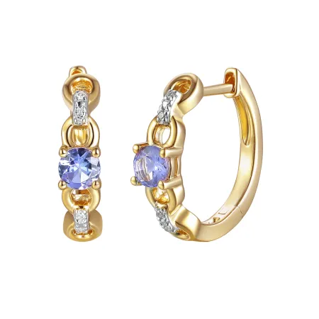 Złote Kolczyki Tanzanit Diamenty Próba 585 Prezent
