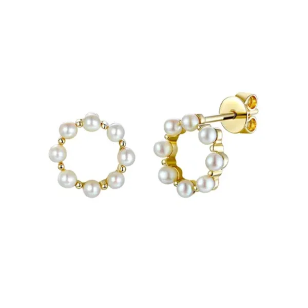 ZŁOTE 585 KOLCZYKI PERŁY SZTYFT NA PREZENT