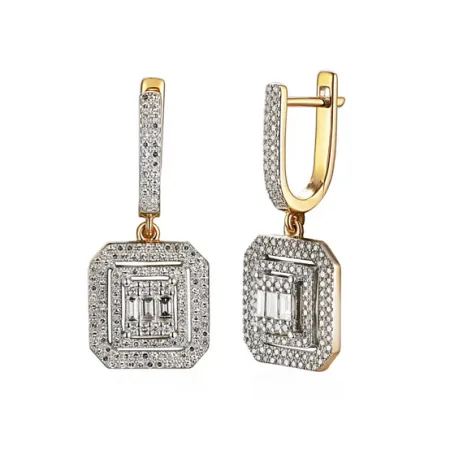 ZŁOTE 585 KOLCZYKI DIAMENTY ANGIELSKIE NA PREZENT