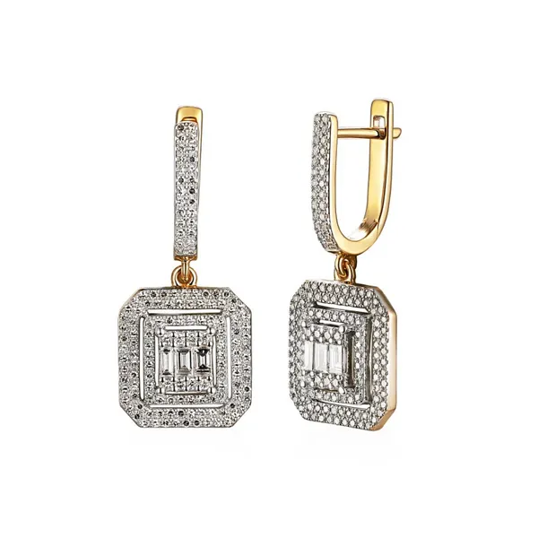 ZŁOTE 585 KOLCZYKI DIAMENTY ANGIELSKIE NA PREZENT