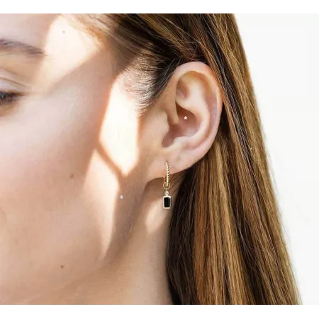 Złote 585 Kolczyki Agat Diamenty sztyft