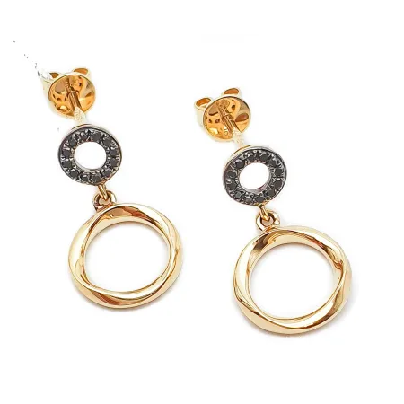 Złote  Kolczyki z Czarnymi Diamentami Koła