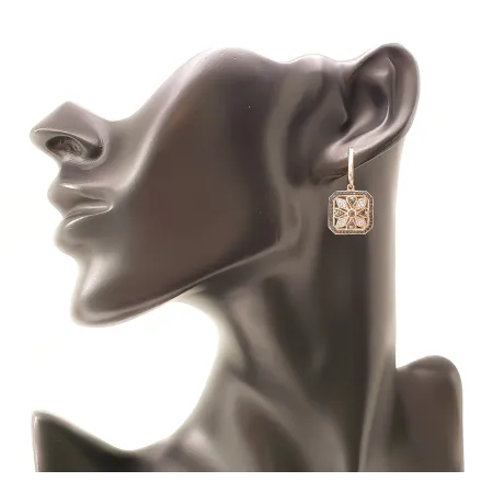 ZŁOTE  KOLCZYKI CZARNE BIAŁE DIAMENTY PREZENT