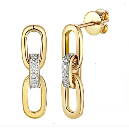 Modne Złote 585 Kolczyki z Diamentami Sztyft 
