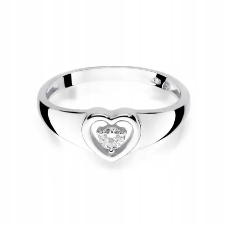 Pierścionek Zaręczynowy Białe Złoto Serce Brylant
