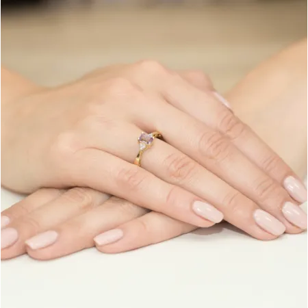 Pierścionek Zaręczynowy Białe Złoto Topaz Diamenty