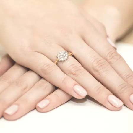 Złoty 585 Pierścionek Brylanty Różowe Złoto 