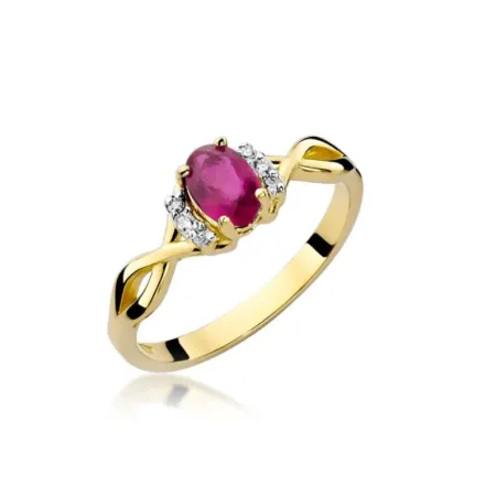 Pierścionek Rubin Brylanty Białe Złoto na Prezent