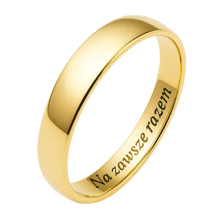 ZŁOTA OBRĄCZKA PÓŁOKRĄGŁA 4mm KLASYCZNA GRAWER