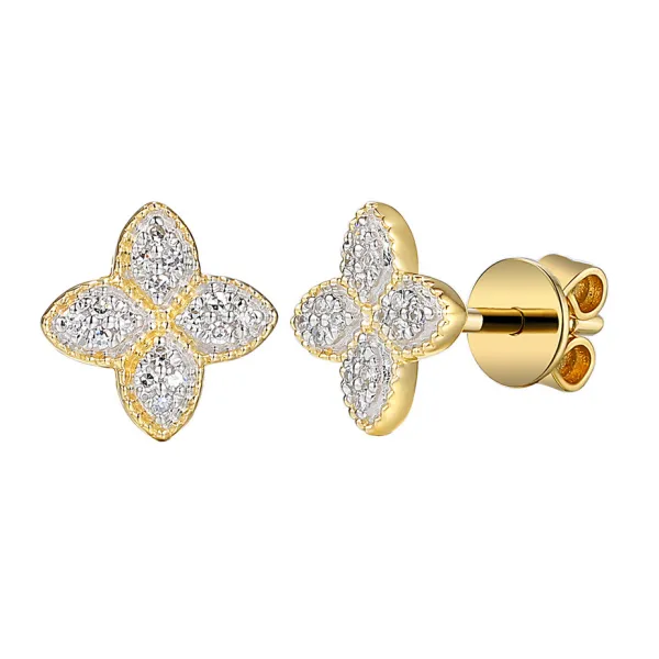 ZŁOTE KOLCZYKI Z DIAMENTAMI NA SZTYFT