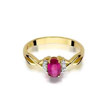 Złoty Elegancki Pierścionek Rubin 0,60ct Brylanty