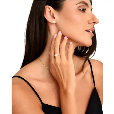 PIERŚCIONEK Z PERŁĄ I DIAMENTAMI pr 585 GRAWER