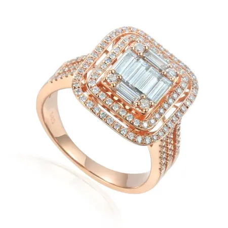 Pierścionek Diamenty Różowe Złoto pr 585 Grawer