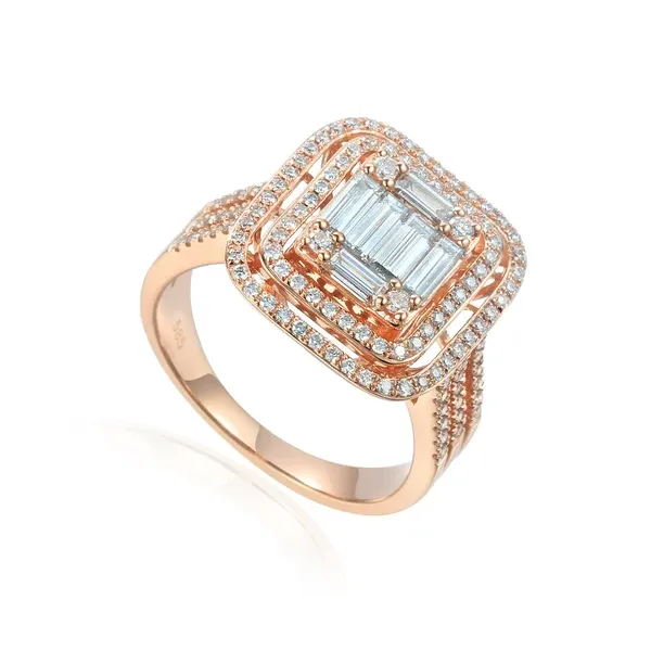 Pierścionek Diamenty Różowe Złoto pr 585 Grawer