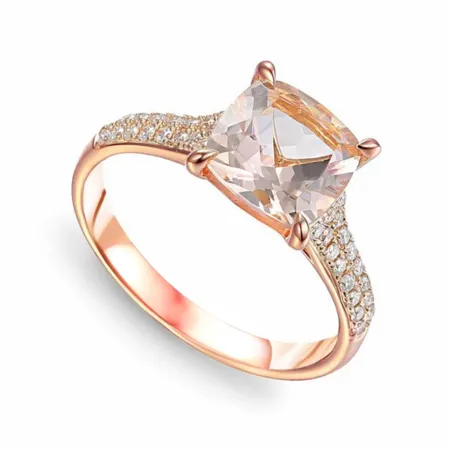 Pierścionek Morganit Diamenty Różowe Złoto pr 585