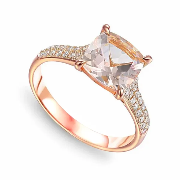 Pierścionek Morganit Diamenty Różowe Złoto pr 585