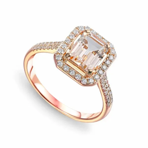 Pierścionek Morganit Diamenty Różowe Złoto pr 585