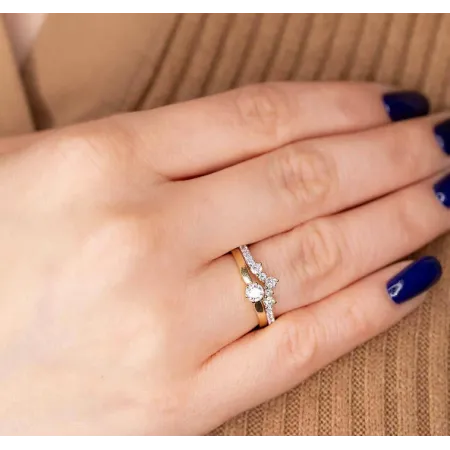 Złoty Pierścionek 585 Diamenty Korona Grawer 