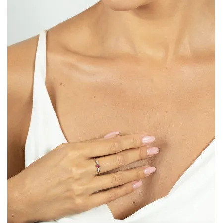 Zaręczynowy 585 Pierścionek Rubin Diamenty Grawer