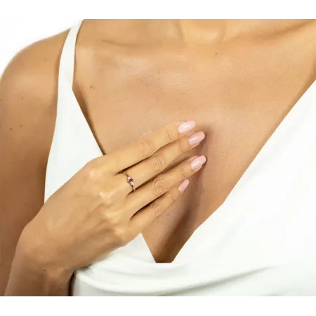 Złoty Zaręczynowy 585 Pierścionek Rubin Diamenty