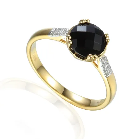 Złoty Pierścionek Agat Diamenty pr 585 Grawer