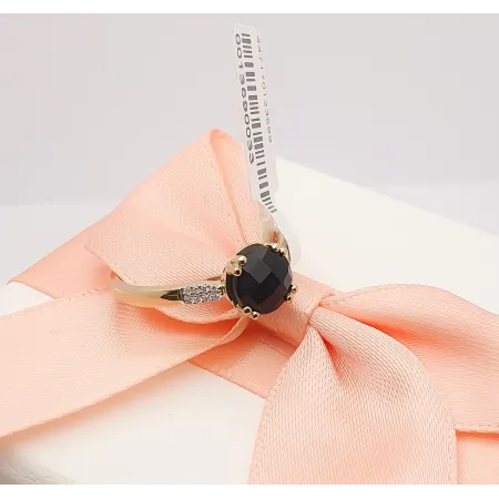 Złoty Pierścionek Agat Diamenty pr 585 Grawer