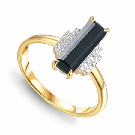 Złoty Pierścionek z Agatem i Diamentami Próba 585