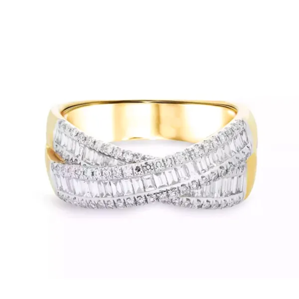 Złoty Ekskluzywny 585 Pierścionek Diamenty Grawer