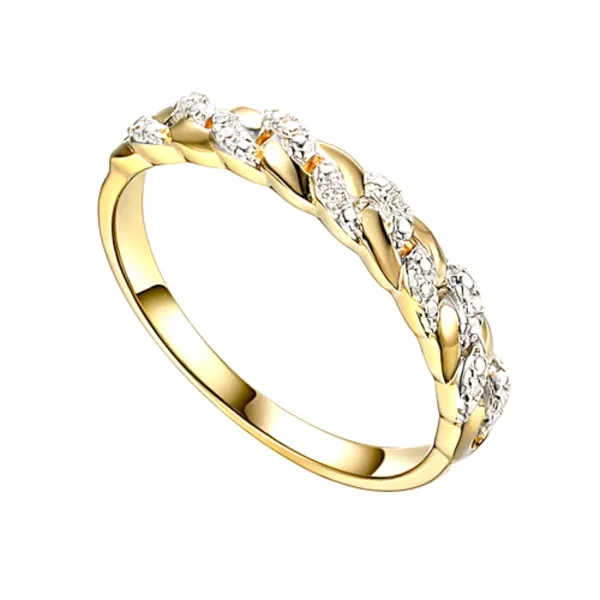 Złoty 585 Pierścionek z Diamentami Grawer