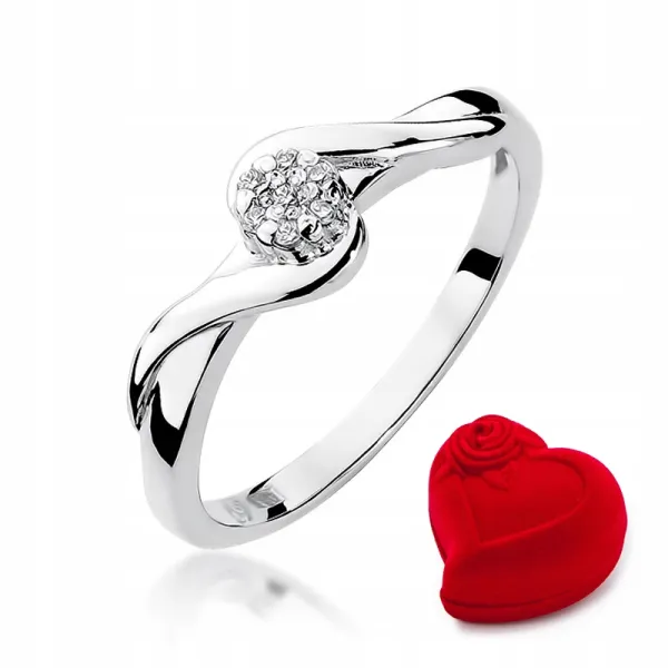 Elegancki 585 Pierścionek Białe Złoto z Brylantami